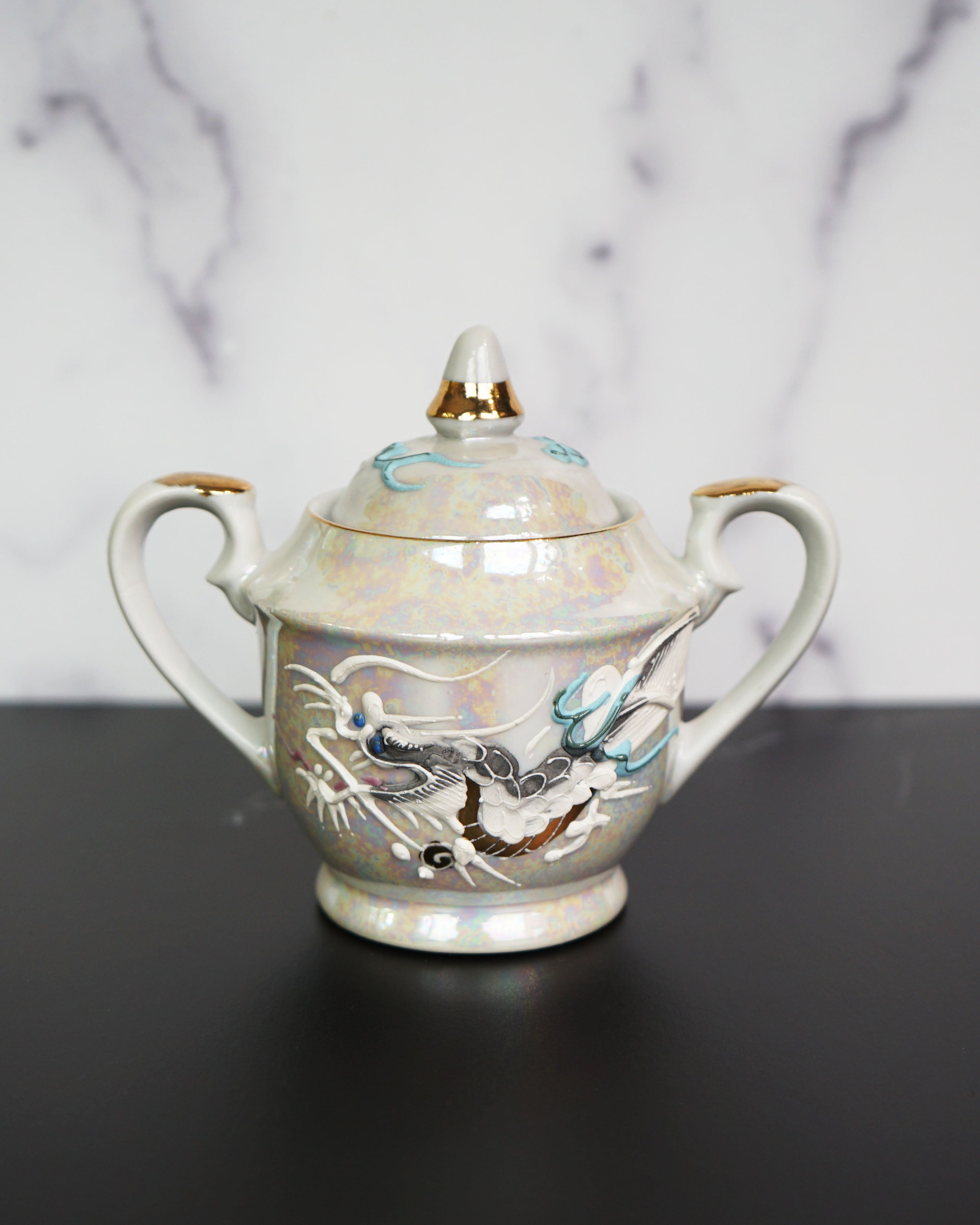 1950s Moriage Dragonware Demitasse Lithophane Tea Set