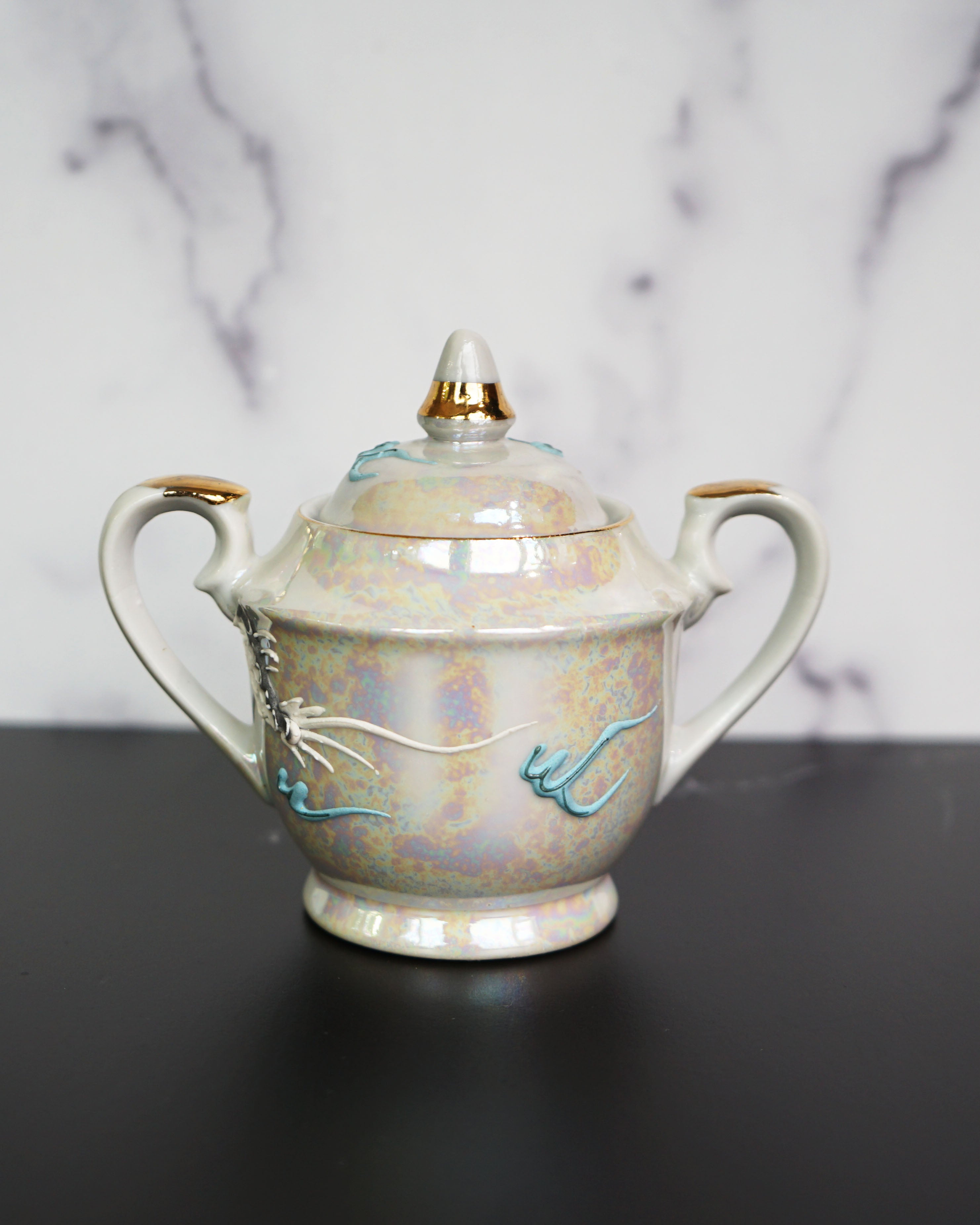 1950s Moriage Dragonware Demitasse Lithophane Tea Set