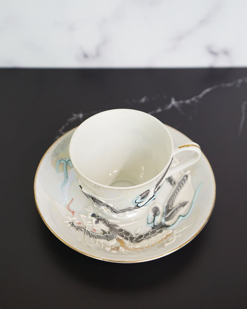 1950s Moriage Dragonware Demitasse Lithophane Tea Set