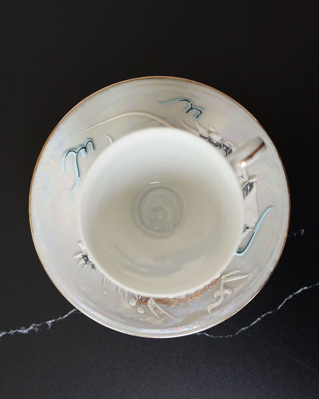 1950s Moriage Dragonware Demitasse Lithophane Tea Set