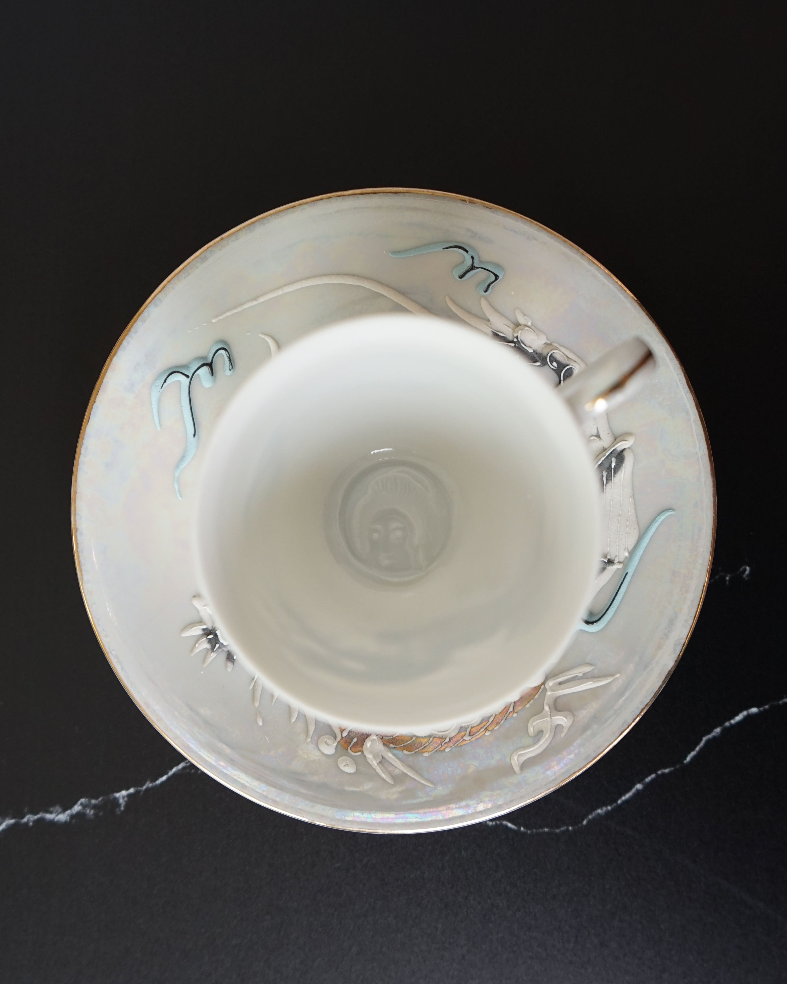 1950s Moriage Dragonware Demitasse Lithophane Tea Set