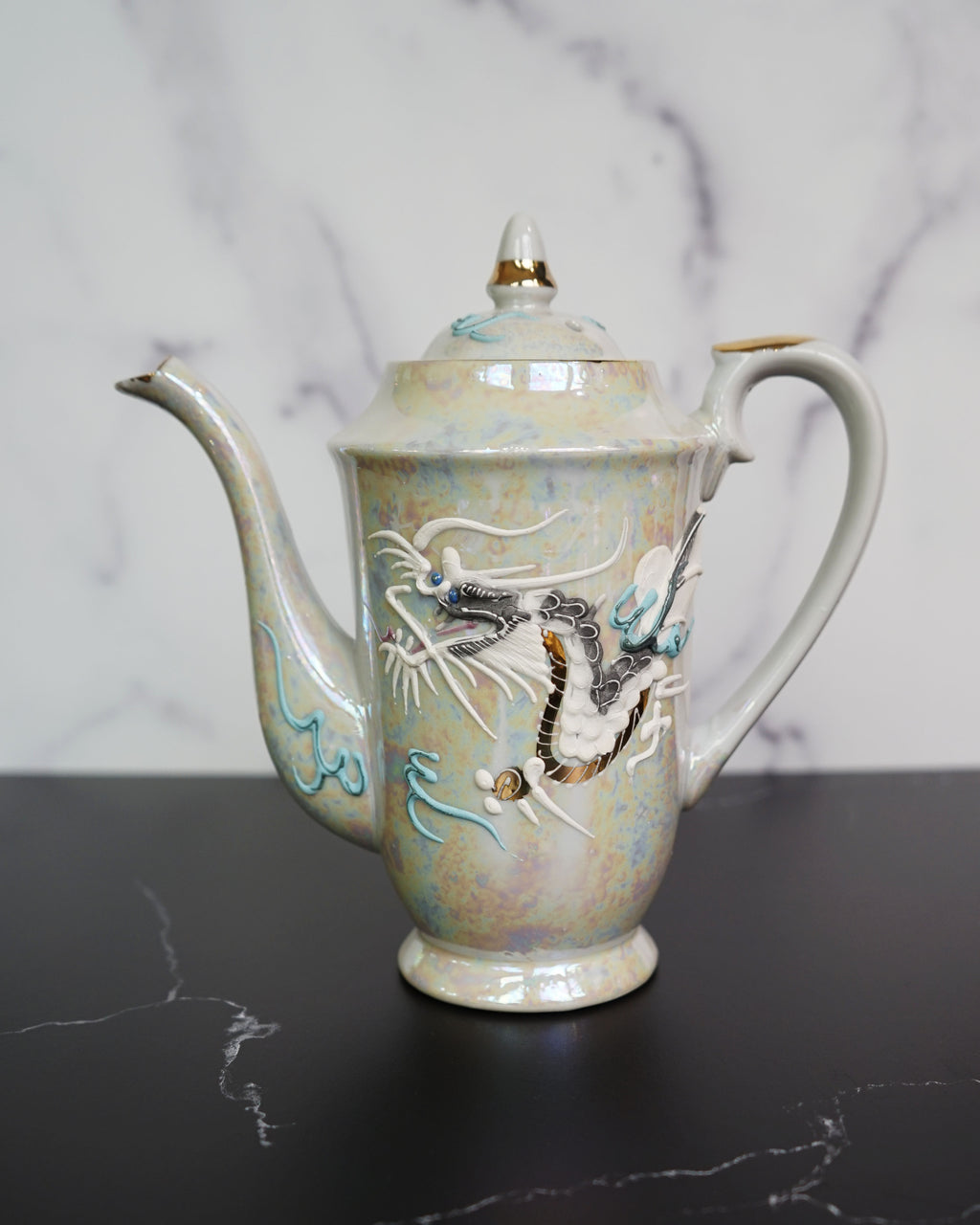 1950s Moriage Dragonware Demitasse Lithophane Tea Set