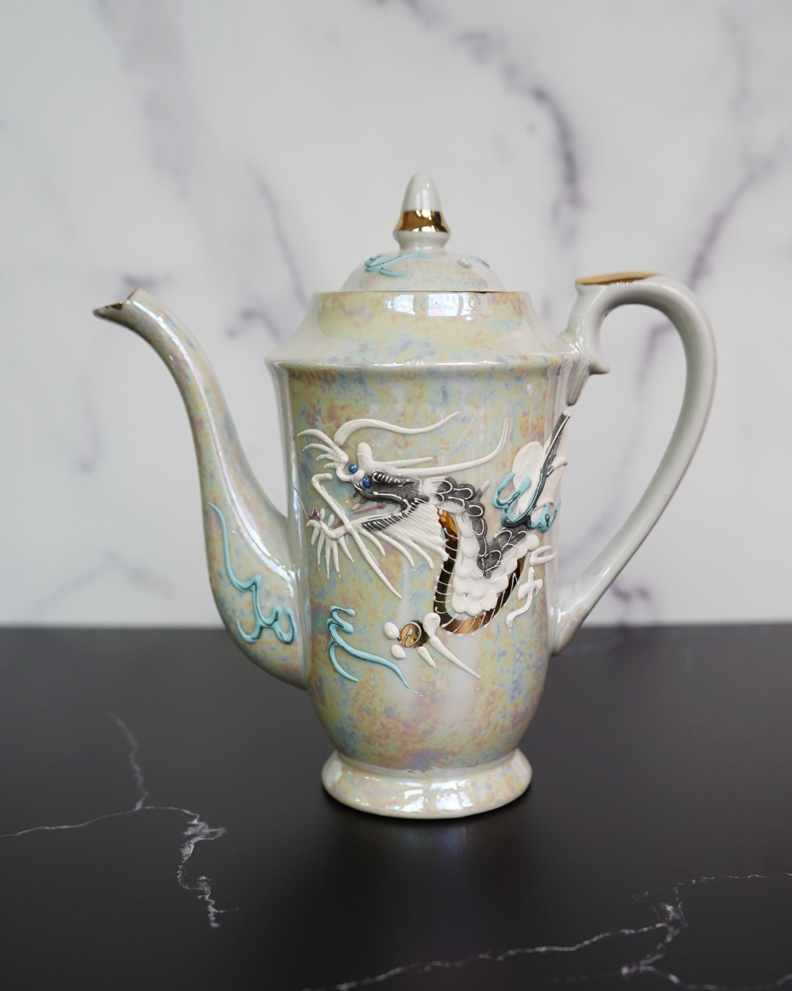 1950s Moriage Dragonware Demitasse Lithophane Tea Set