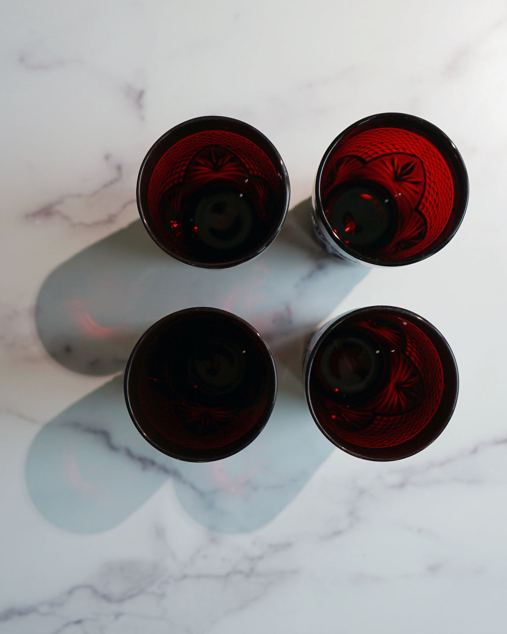 2000s J.G. Durand & Cristal D'Arques Ruby Red Tumblers - Set of Four