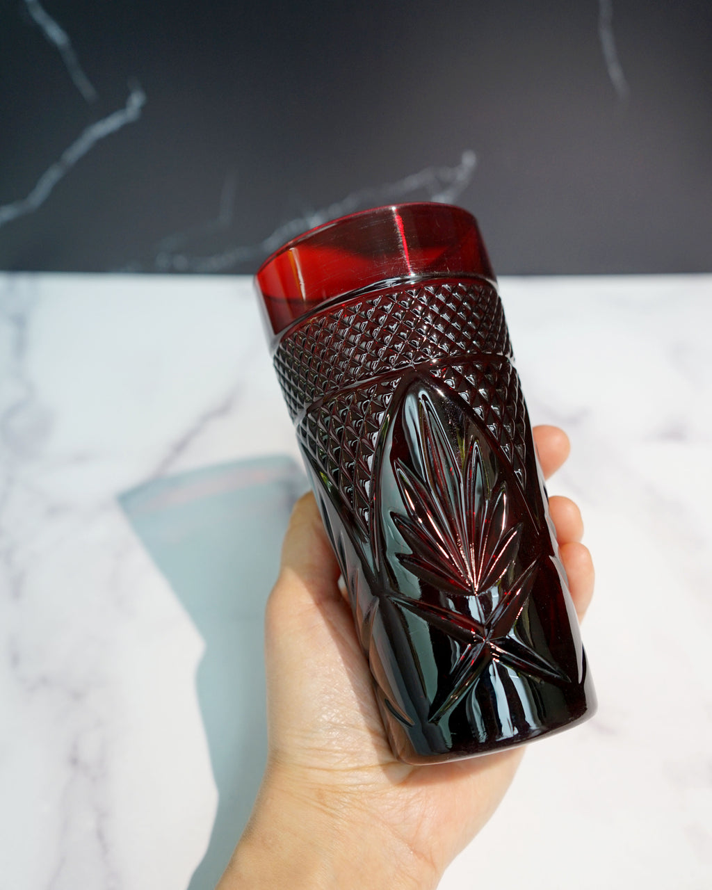 2000s J.G. Durand & Cristal D'Arques Ruby Red Tumblers - Set of Four