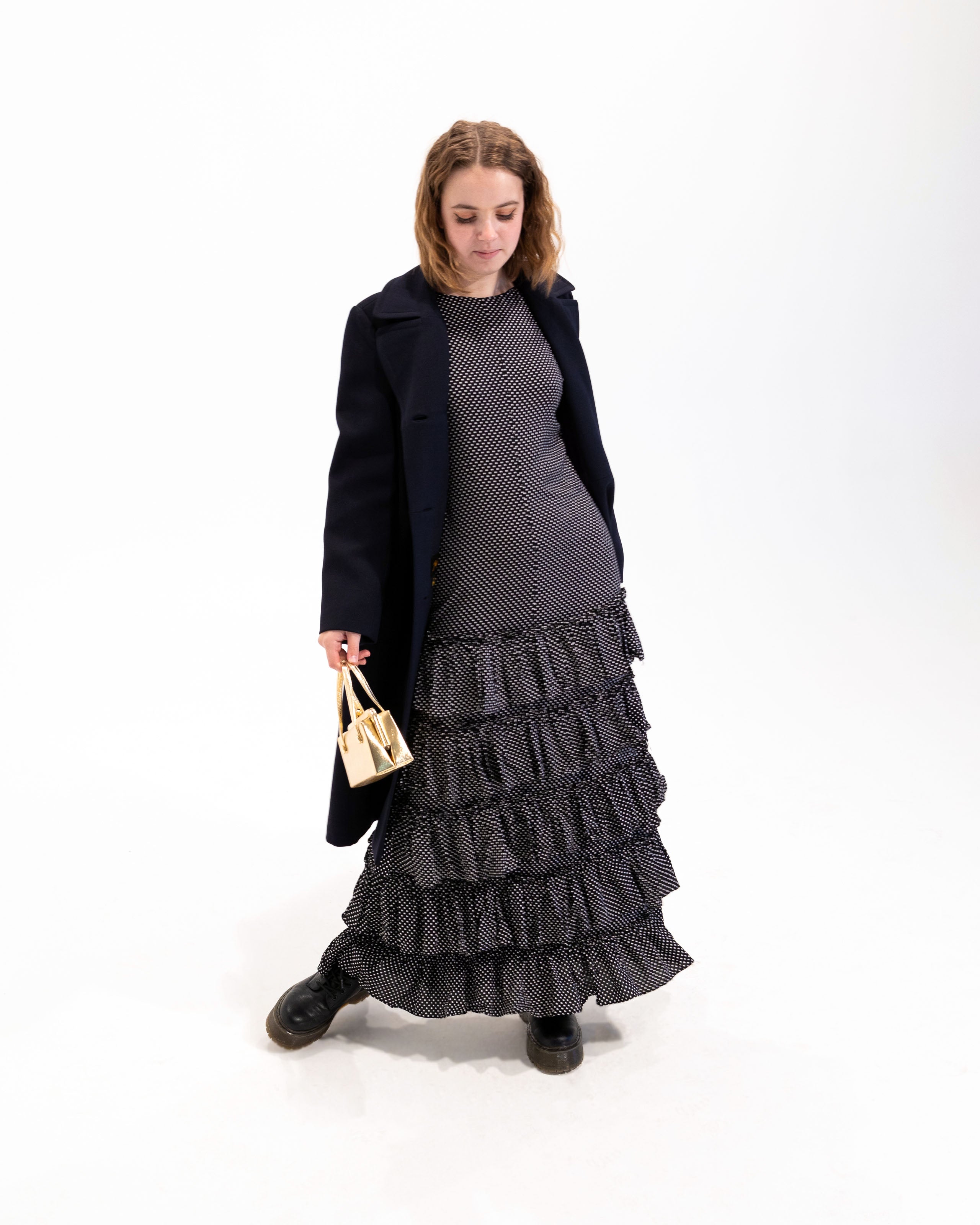 90s Swiss Dot Flamenco Style Maxi Dress