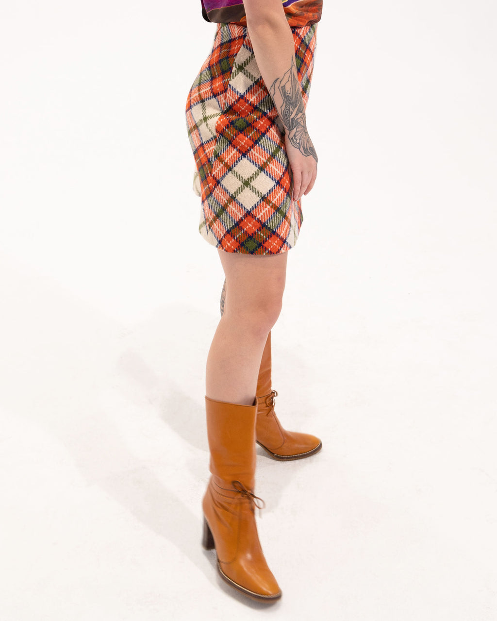 1960s Wool Plaid Mini Skirt