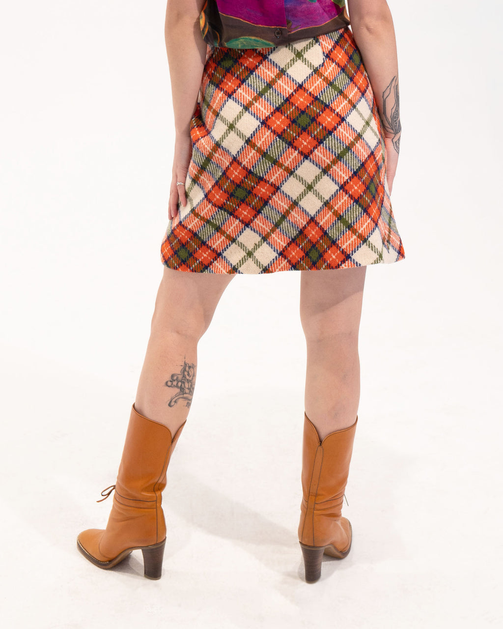 1960s Wool Plaid Mini Skirt