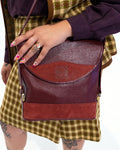 90s Authentic Loewe Monogram Leather & Nubuck Oxblood Shoulder Bag